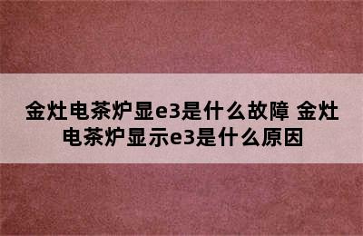 金灶电茶炉显e3是什么故障 金灶电茶炉显示e3是什么原因